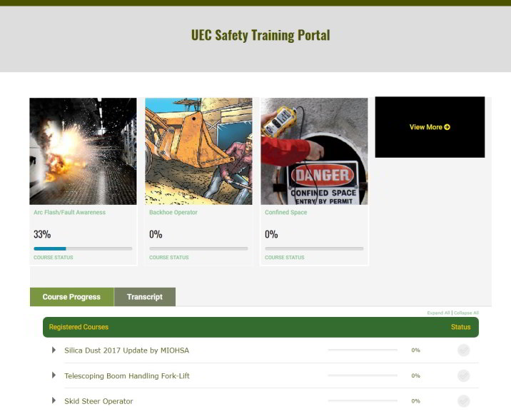 Training portal UEC Lansing MI ABC Has Awarded Us Platinum Safety Status!